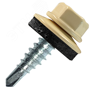 Саморез кровельный 4.8х29 RAL1014 сверло №1 шайба d=14мм с EPDM прокладкой