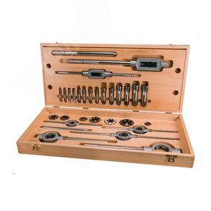 Набор метчиков и плашек G(BSP) 1/8'' -1,0'' HSS 28 предметов 2450