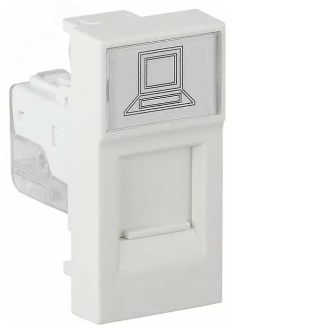 Розетка модульная компьютерная RJ-45 45х22.5мм белая