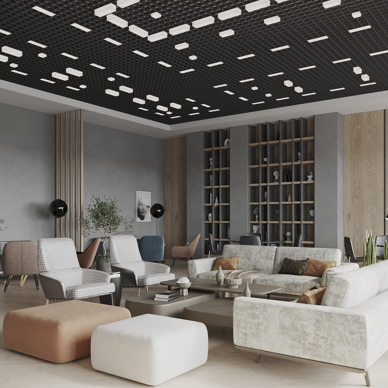 Светильник светодиодный RVE-LBX-LUMO20-PLAZA10020010-1-GR (Прямоугольник Грильято 1шт 90х190х60мм 12Вт встраиваемый 4000K Белый)