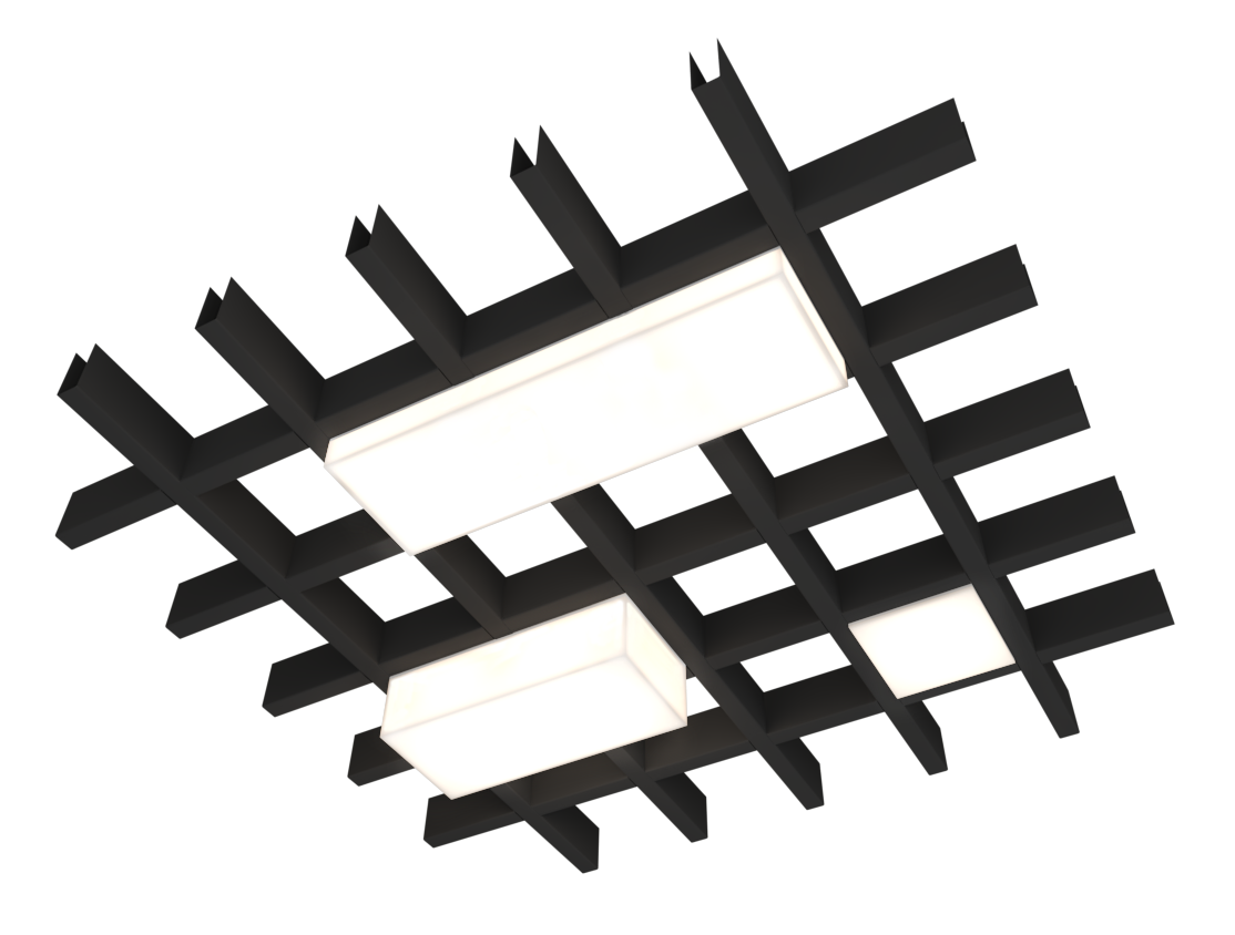 Светильник светодиодный RVE-LBX-LUMO20-PLAZA10015-4-GR (Квадрат Грильято 4шт 85х85х60мм 30Вт встраиваемый 4000K Белый)