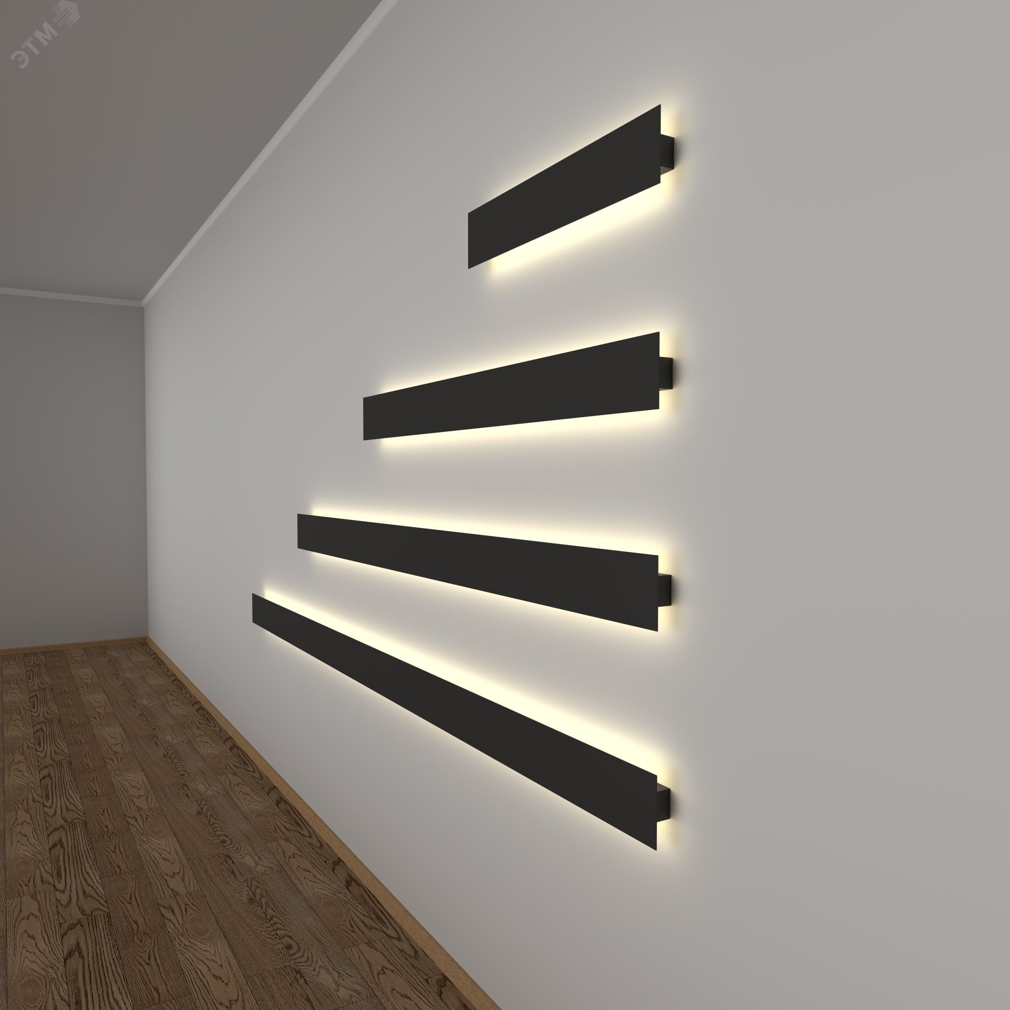 Светодиодный светильник RVE-PLS-MIKA-1000-N (Бра линейный 1000х96х35мм 24Вт Накладной 4000K черный)