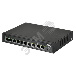 Коммутатор неуправляемый PoE 8 портов 10/100 Мб/с, 2хRJ45, 120 Вт