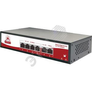 Коммутатор неуправляемый PoE 4 порта 10/100 Мб/с, 2хRJ45, 72 Вт