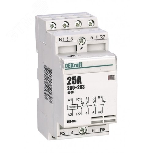 Модульный контактор 2НО+2НЗ 25А 230В МК-103       DEKraft