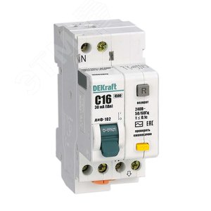 Выключатель автоматический дифференциальный (АВДТ) 1п+N 16А 30мА тип AC С 4.5кА ДИФ-102