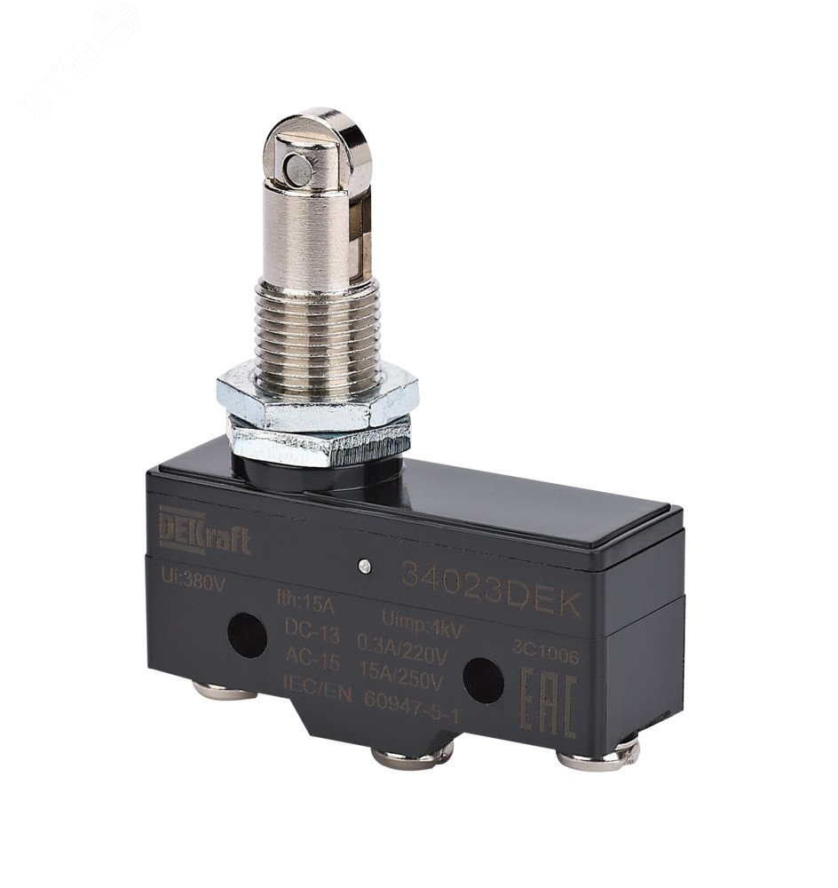 Выключатель конц. миниатюр. роризонтально установленный роликовый плунжерный тип 1НО1НЗ