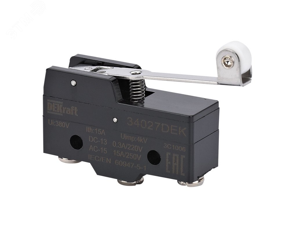 Выключатель конц. миниатюр. шарнирного длиннорычажного типа с роликом 1НО1НЗ