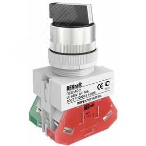 Переключатель ПЕ-22 правый без фиксации 2 положения I-O стандартная ручка 1НО+1НЗ 220В