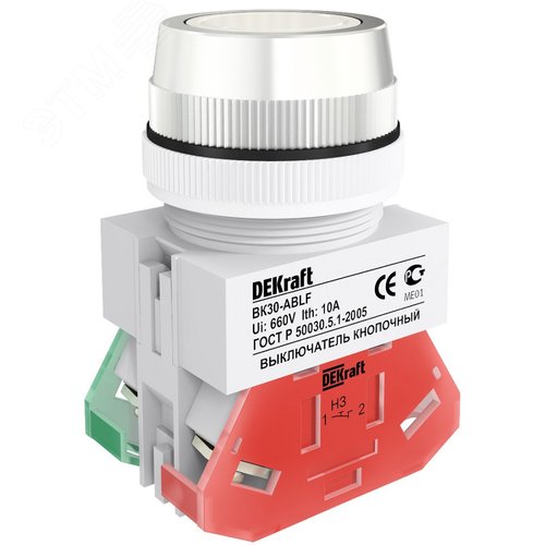 Выключатель кнопочный ВK-30 ABLF диам. 30мм белый 220В