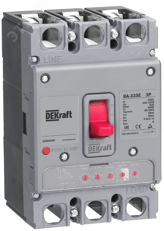 Выключатель автоматический силовой трехполюсный с электронным расцепителем 250А 50кА ВА-333E
