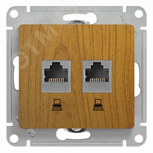 Розетка Glossa двойная компьютерная RJ45 + RJ45 кат.5E механизм дуб