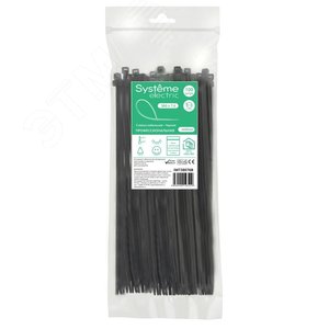 Стяжка кабельная MultiSet 380х7.6 Чёрная (100шт)