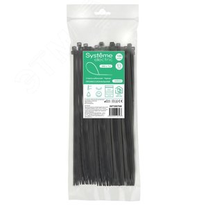 Стяжка кабельная MultiSet 300х7.6 Чёрная (100шт)