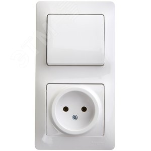 Блок: розетка + выключатель одноклавишный белый