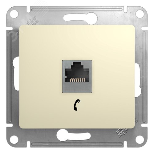 GLOSSA Розетка телефонная RJ11 в рамку бежевая