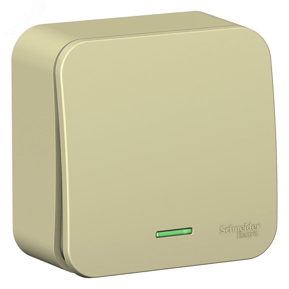 Переключатель BLANCA открытой установки одноклавишный (cх.6) с изолирующей пластиной и подсветкой, 10А, 250B, бежевый