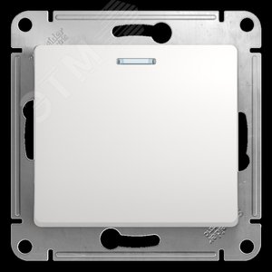 GLOSSA Переключатель одноклавишный с подсветкой в рамку белый схема 6а