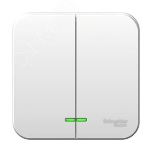 Выключатель наружный двухклавишный BLANCA (cх.5)  металлическая пластина 6A, 250B, белый