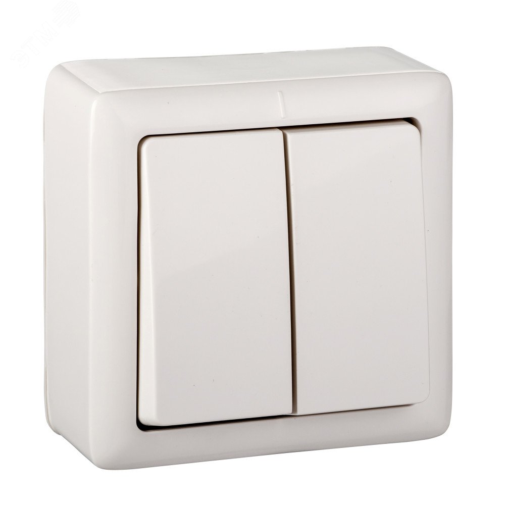 ХИТ Выключатель наружный двухклавишный изоляционная пластина белый