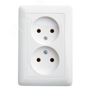 ХИТ Розетка двойная скрытая белая без заземления и шторок 16А 250В