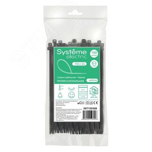 Стяжка кабельная MultiSet 150х3.6 Чёрная (100шт)