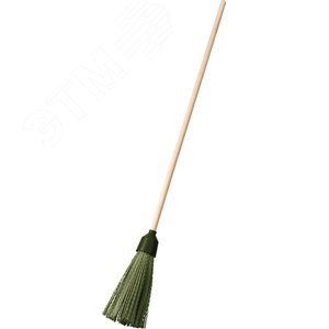 СИБИН 350 х 150 мм, полипропилен, коническое резьбовое соединение, круглая, на деревянном черенке, пластиковая метла (39225-1)