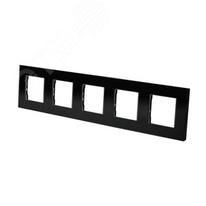 Рамка стеклянная 5 постов черная (370х86мм)