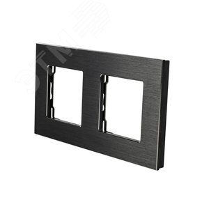 Рамка алюминиевая 2 поста черная (157х86мм)