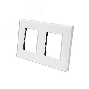 Рамка стеклянная 2 поста белая (157х86мм)