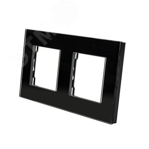 Рамка стеклянная 2 поста черная (157х86мм)