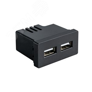 Модуль в рамку 2 USB-порта 2.4A черный (1/2)