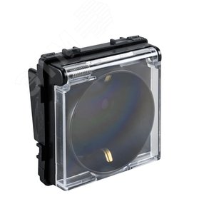 Розетка в рамку с крышкой IP44 черная (47х47мм)