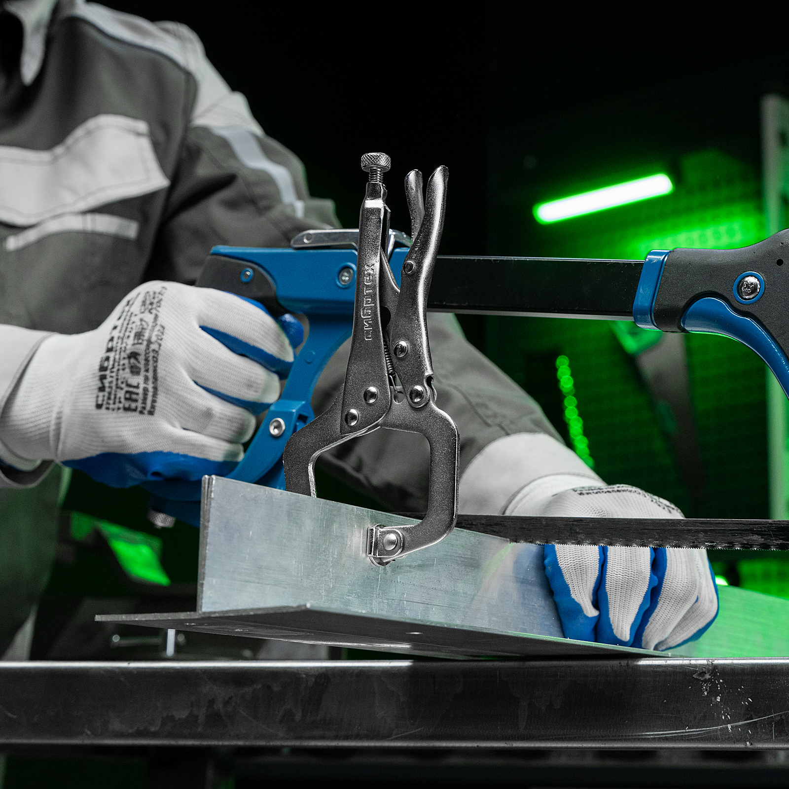 Зажим ручной, увеличенный захват, подвижные губки, 170 мм Сибртех