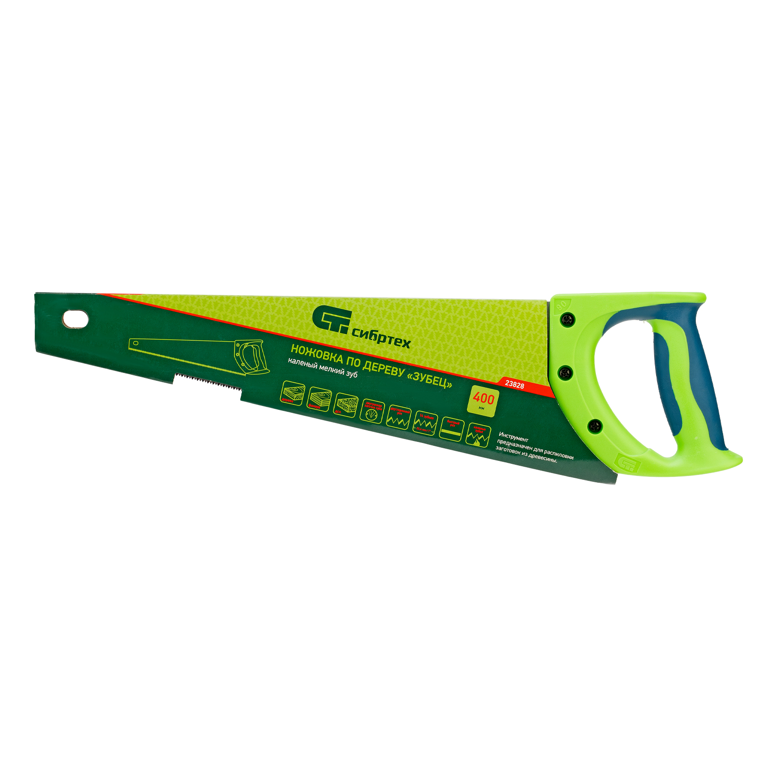Ножовка по дереву"Зубец" для точных пильных работ, 400 мм, каленый зуб 2D, 14 TPI, двухкомпонентная рукоятка Сибртех