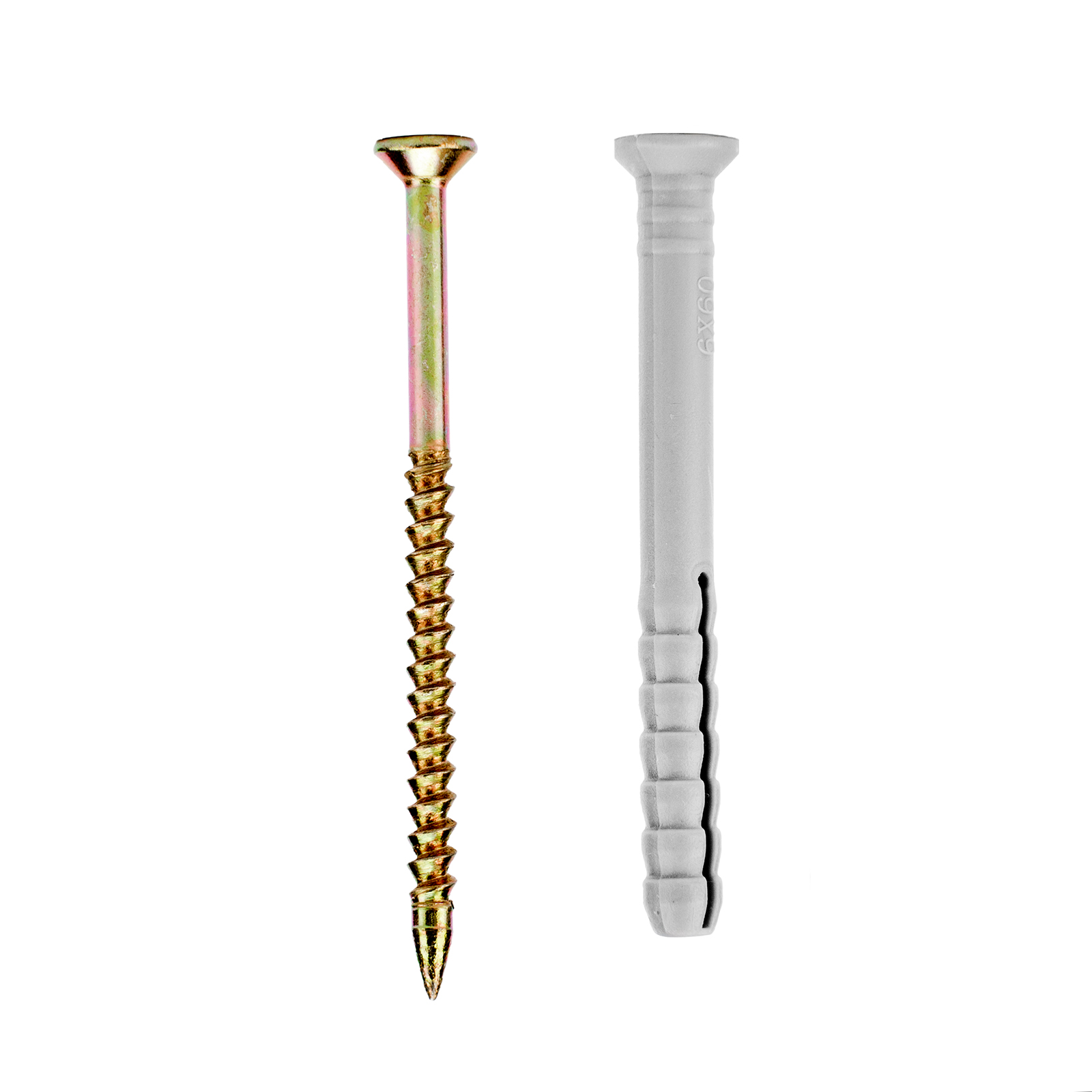 Дюбель-гвоздь полипропиленовый с потайным бортиком 6 х 60 мм, 200 шт Сибртех