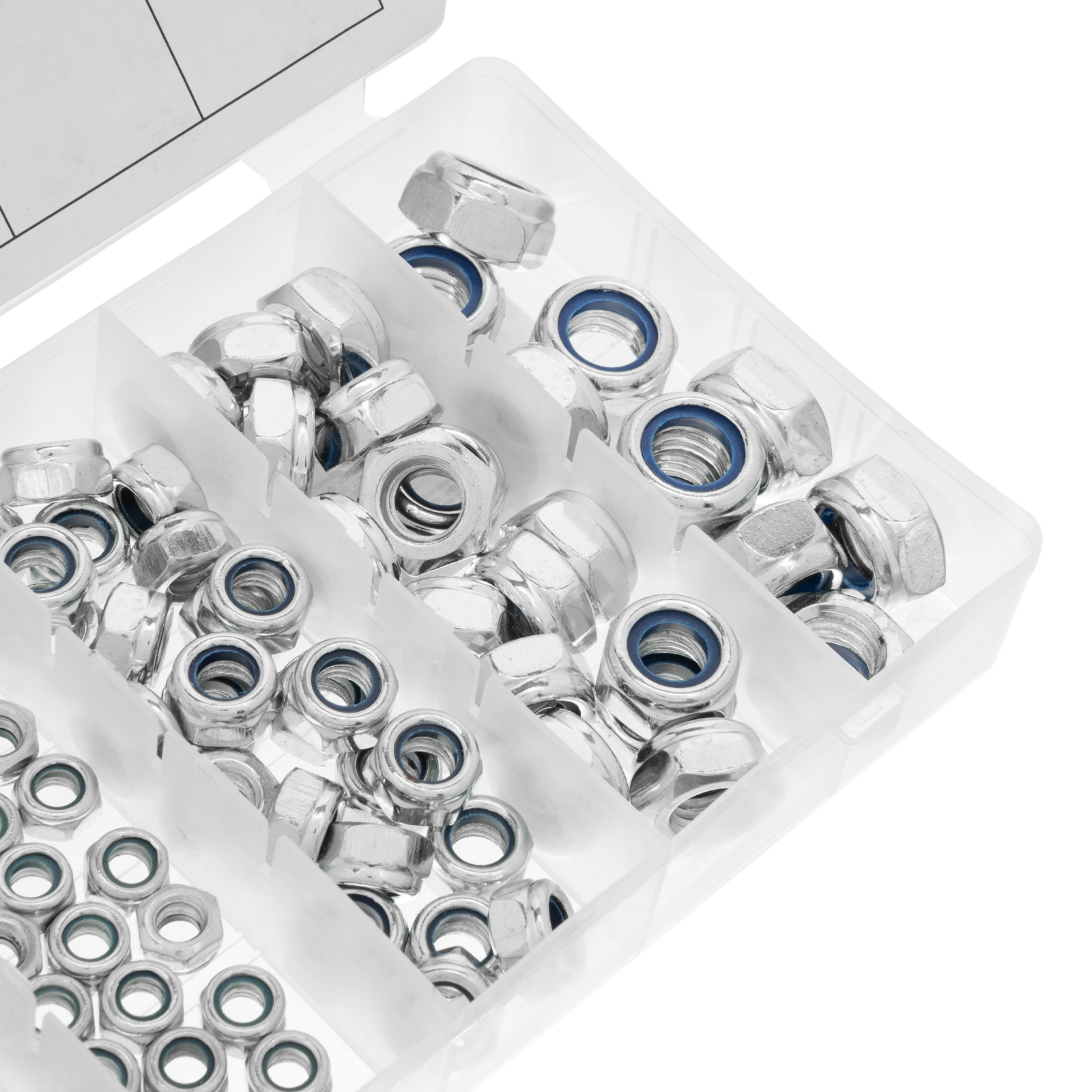 Набор гаек М4, М5, М6, М8, М10, М12, самоконтрящиеся, с Нейлоновой вставкой, 146 предметов Сибртех