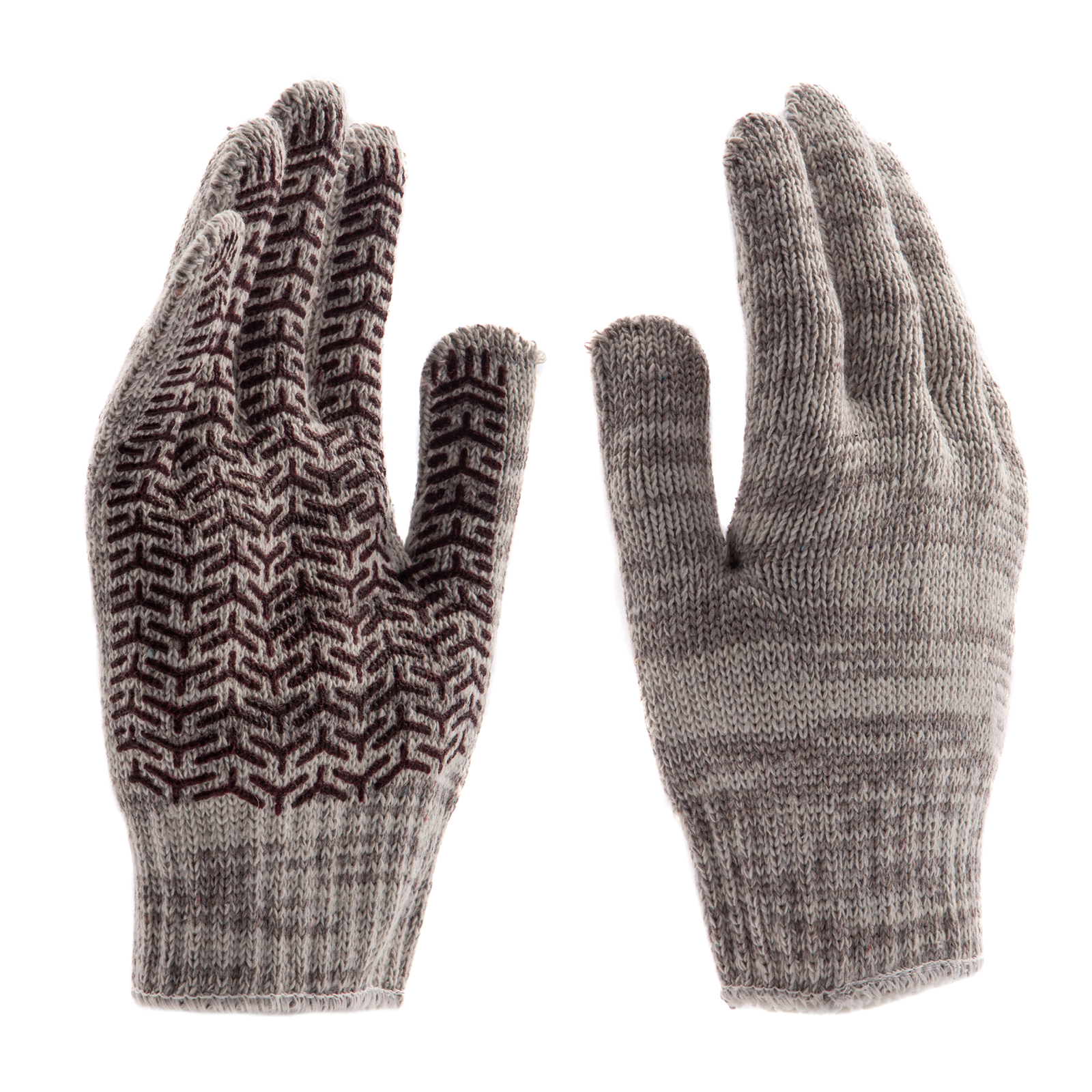 Перчатки трикотажные усиленные, гелевое ПВХ-покрытие, 7 класс, бело-серый меланж Сибртех