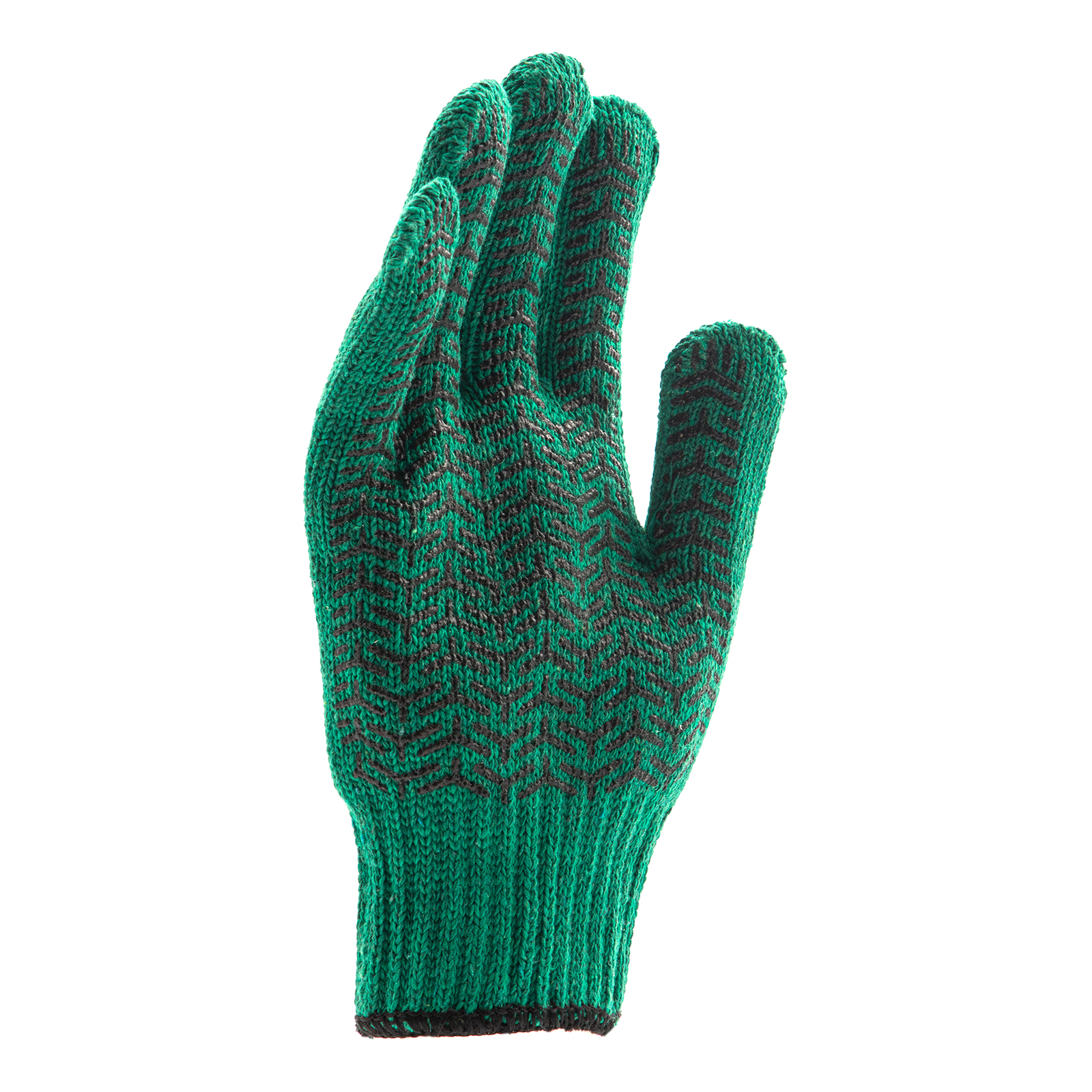 Перчатки трикотажные усиленные, гелевое ПВХ-покрытие, 7 класс, зеленые Сибртех