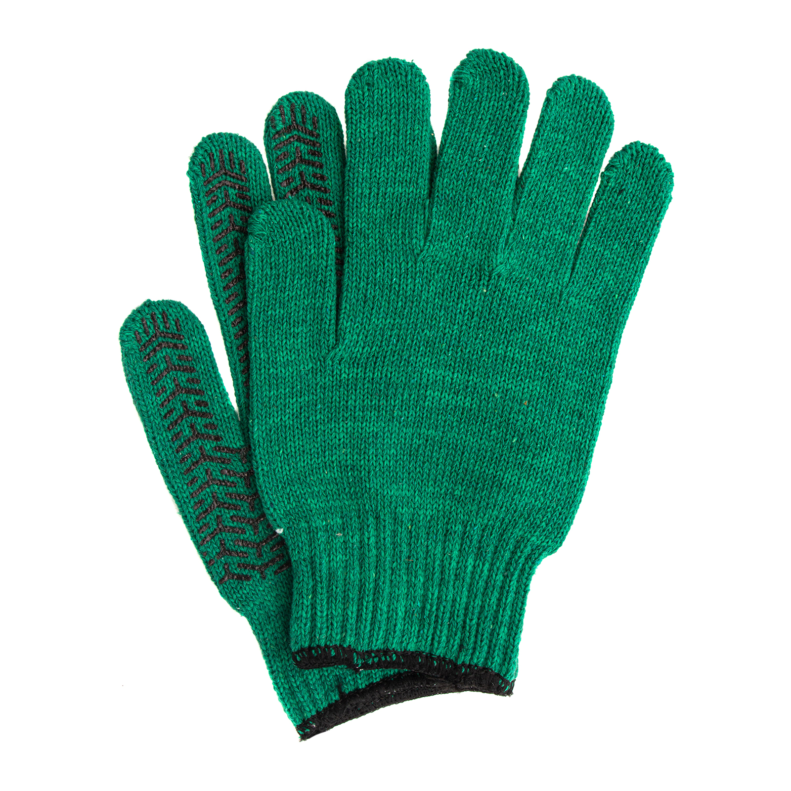 Перчатки трикотажные усиленные, гелевое ПВХ-покрытие, 7 класс, зеленые Сибртех