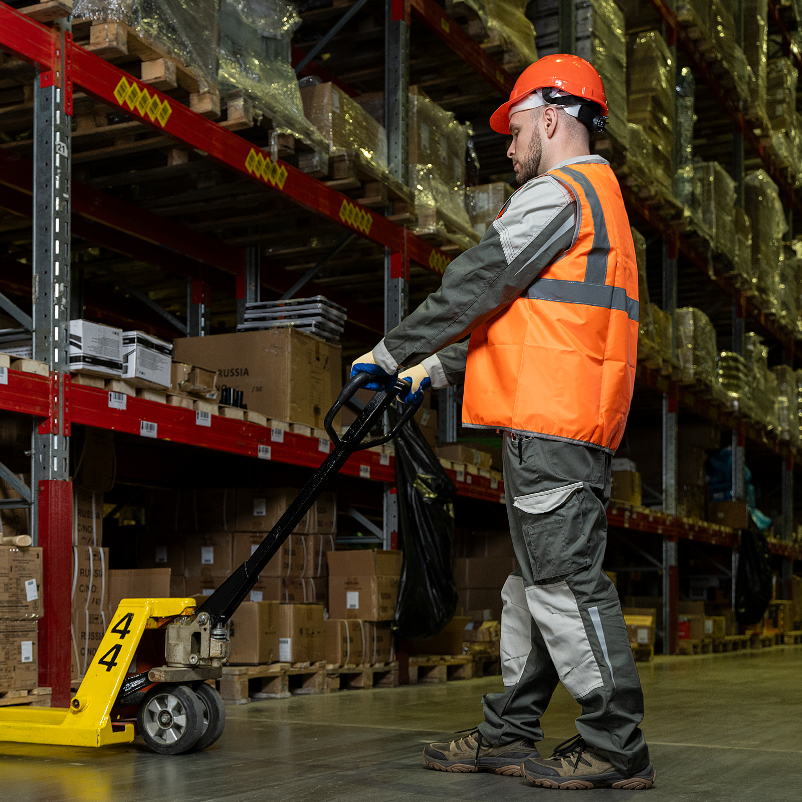 Каска защитная с храповым механизмом, Европласт, оранжевая Сибртех