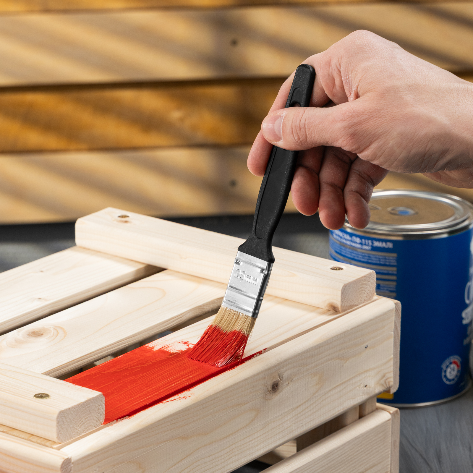 Кисть флейцевая "Стандарт", 25 х 6 мм, натуральная щетина, пластиковая ручка Сибртех