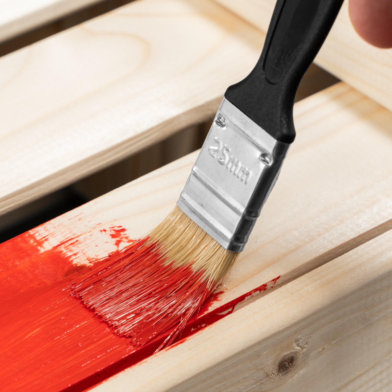 Кисть флейцевая "Стандарт", 25 х 6 мм, натуральная щетина, пластиковая ручка Сибртех
