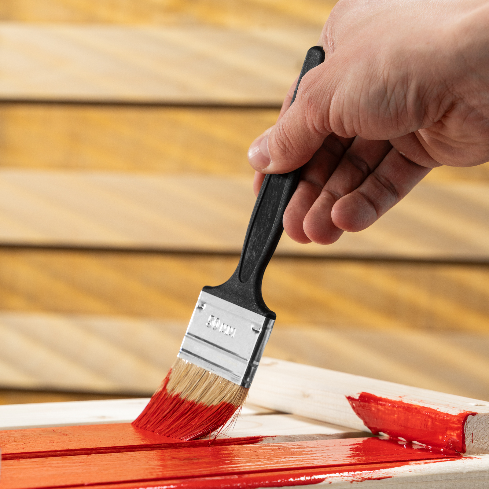 Кисть флейцевая "Стандарт", 50 х 6 мм, натуральная щетина, пластиковая ручка Сибртех