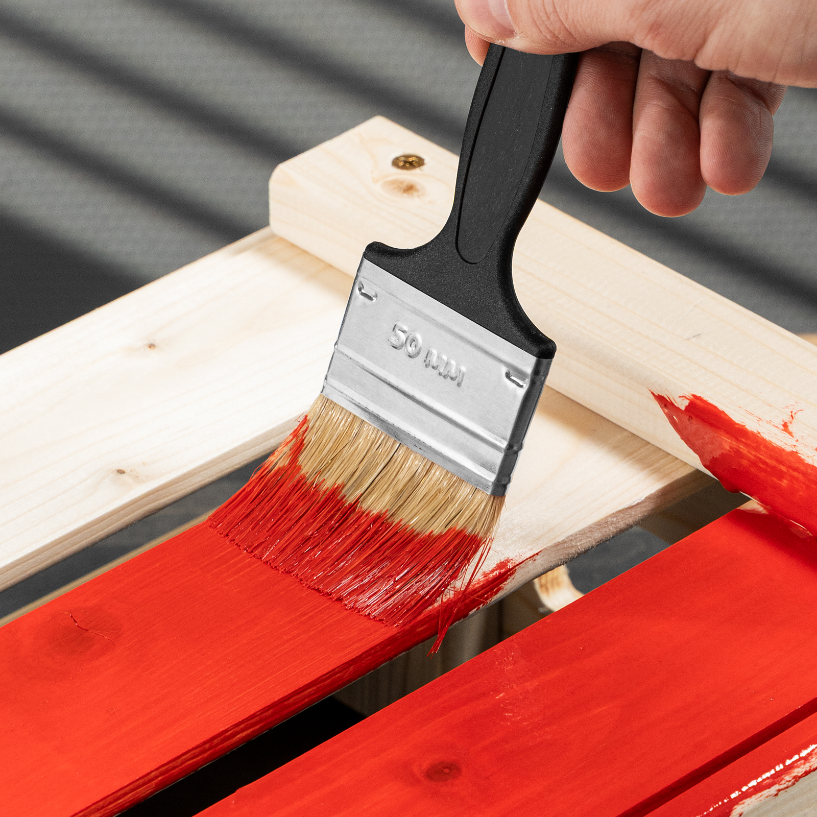 Кисть флейцевая "Стандарт", 50 х 6 мм, натуральная щетина, пластиковая ручка Сибртех