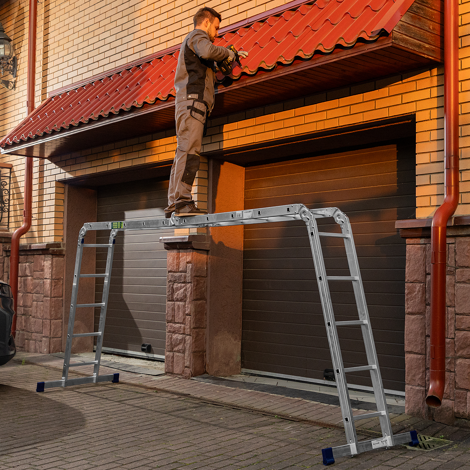 Лестница шарнирная алюминиевая, 4 х 5 ступеней, Сибртех