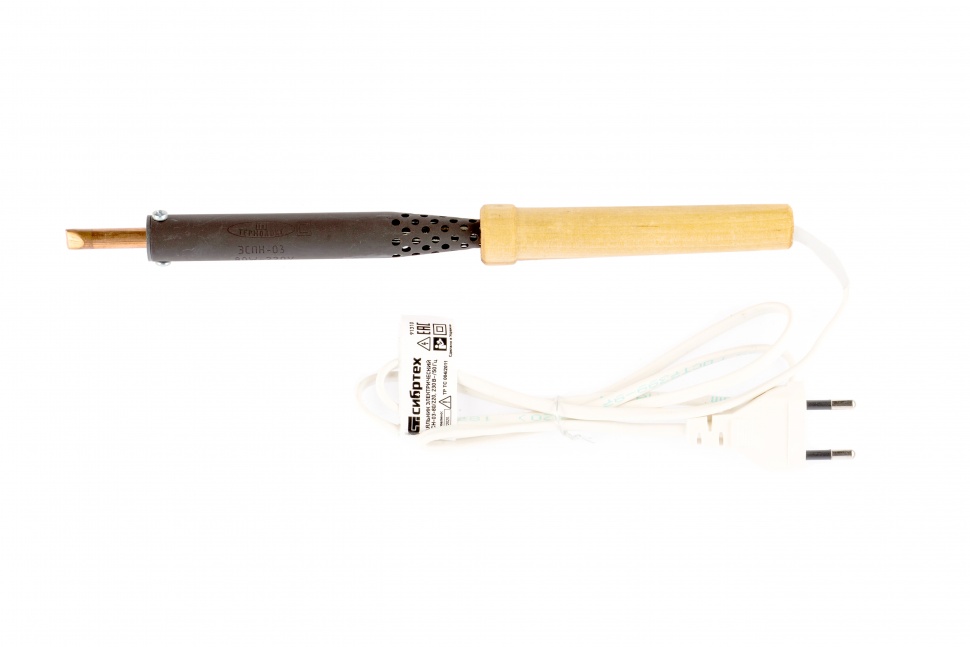 Паяльник электрический ЭПСН-03-80/220, деревянная ручка, Сибртех