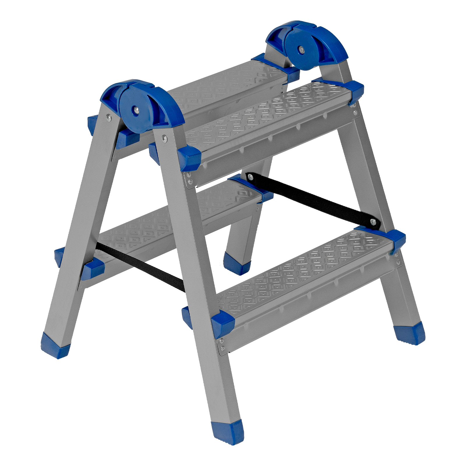 Стремянка двухсторонняя 2 ступени, сталь профиль, стальные ступени, Сибртех