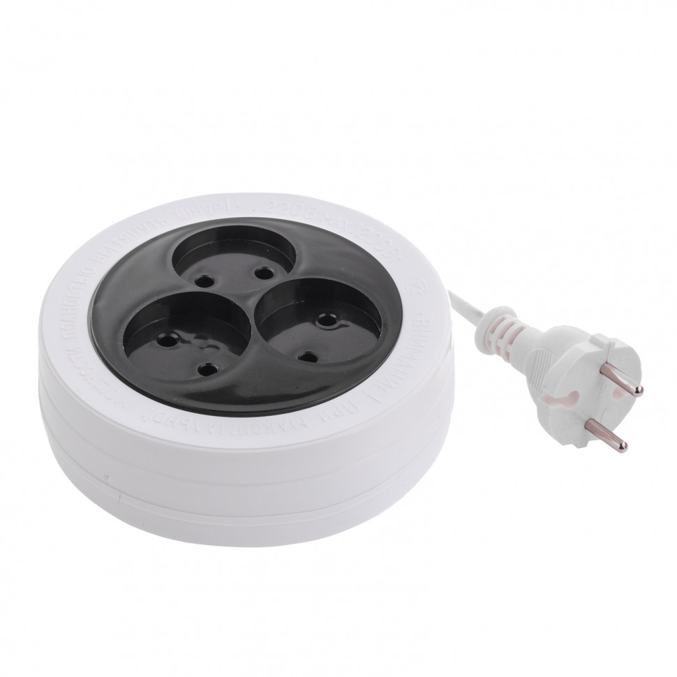 Удлинитель электрический бытовой рулетка, 1.7 м, 3 розетки, 6 А, тип УХ-6 Сибртех