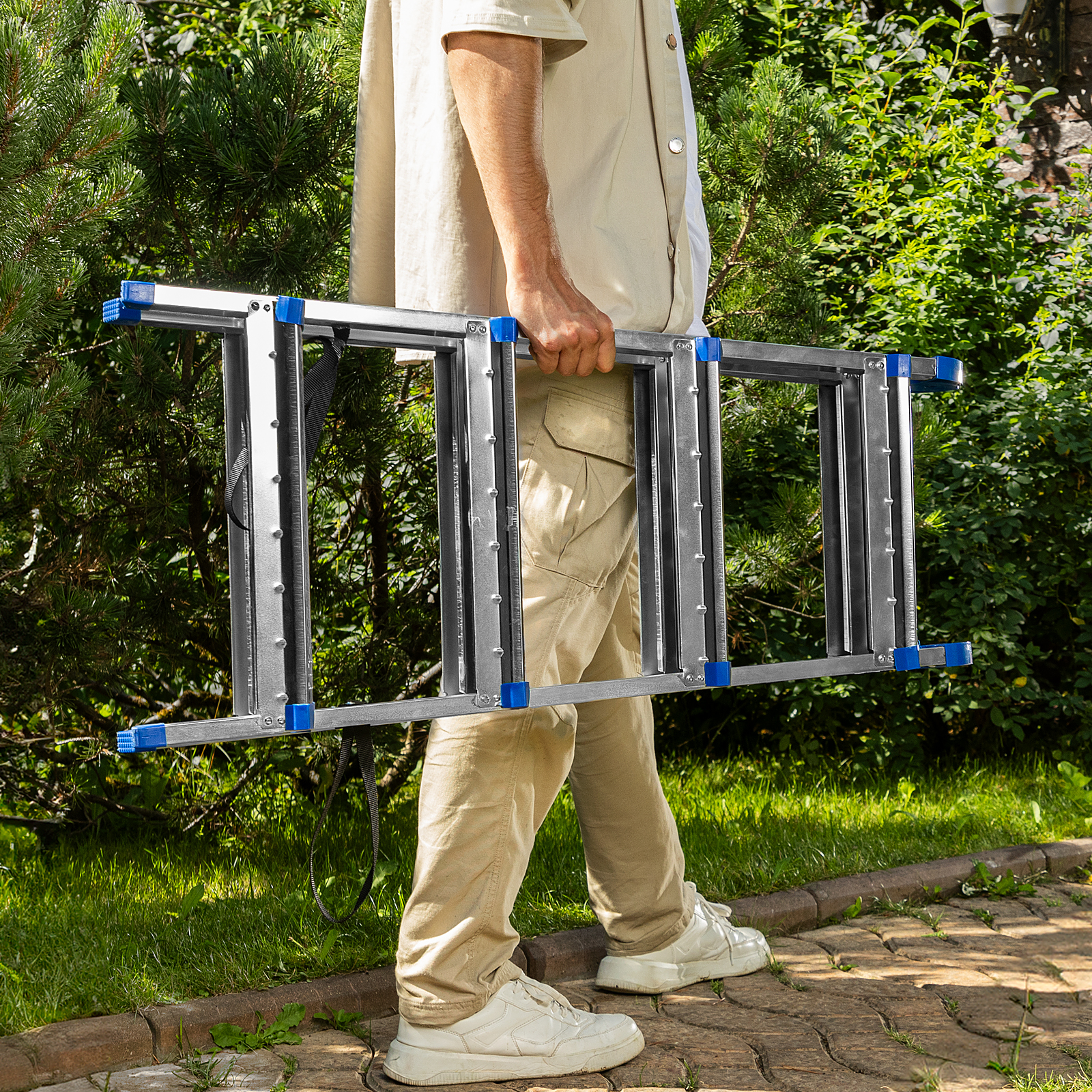 Стремянка двухсторонняя 4 ступени, сталь профиль, стальные ступени, Сибртех